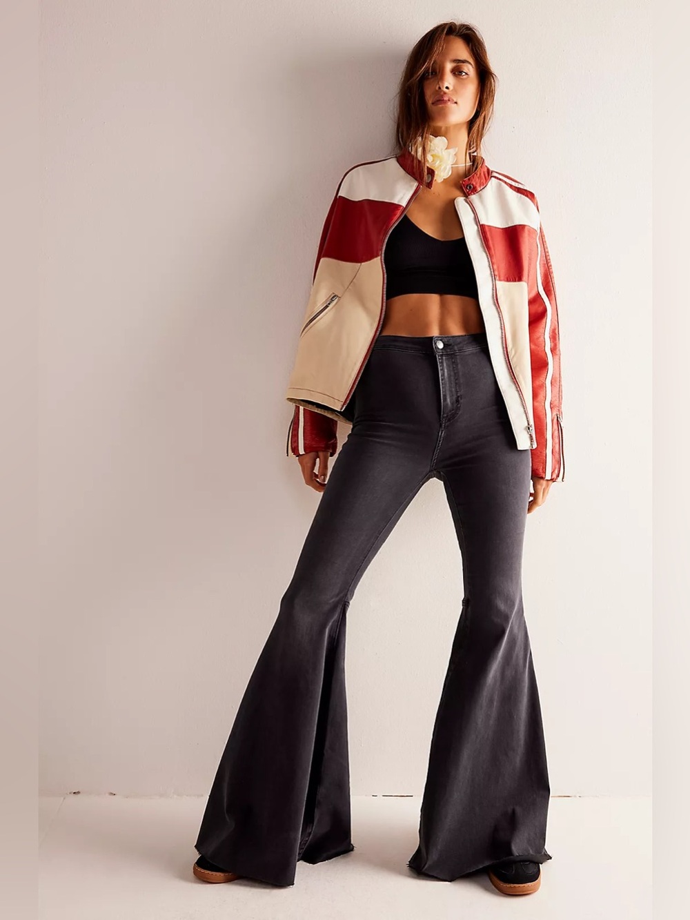 Free People Black High-Rise Flare Jeans